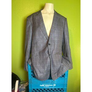 Houndstooth Plaid Mens Blazer With Elbow Patches Two-Button Closure Lined Size M